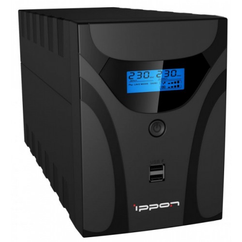 ИБП Ippon Smart Power Pro II 2200, 1600VA, 1200Вт, AVR 162-290В, 6(2)хС13, управление по USB/RS-232, RJ-45, LCD