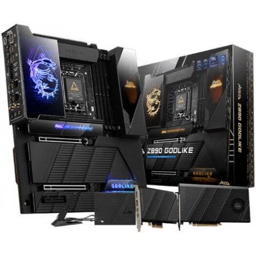Сист.плата MSI MEG Z890 GODLIKE, Z890, LGA1851, 4xDDR5, 2xPCI-E x16, PCI-E x4, M2, SATA, Thunderbolt, 10Gb NIC,WIFI7,BOX