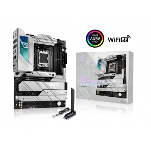 Сист. плата ASUS ROG STRIX X670E-A GAMING WIFI, AM5, 4xDDR5, 2xPCI-E x16 , PCIe x1, 4xM.2, SATA, WIFI6E, BOX