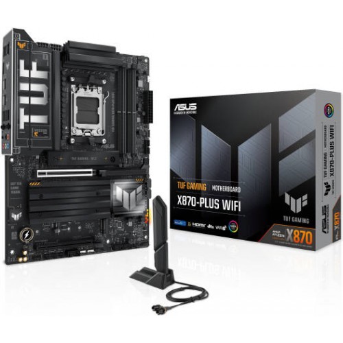 Сист. плата ASUS TUF GAMING X870-PLUS WIFI,X870E,AM5,4xDIMM DDR5,2xPCI-E x16,4xM.2,2xSATA,HDMI,WIFI7,BOX