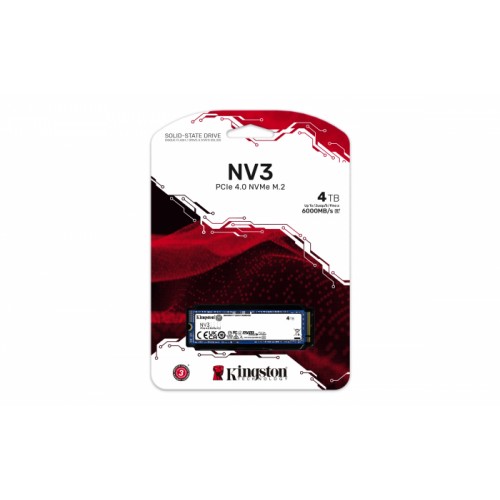 Твердотельный накопитель Kingston NV3, 4000Gb, M2 NVMe PCIe Gen4, Read/write 6000/5000Mb.s SNV3S/4000G