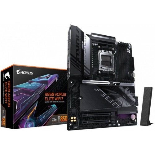 Сист.плата Gigabyte B850 A ELITE WF7, B850, 4xDDR5, PCI-E5 x16, 3xM.2, SATA6, HDMI, DPx2, Wi-Fi7, LAN2.5GbE, BOX