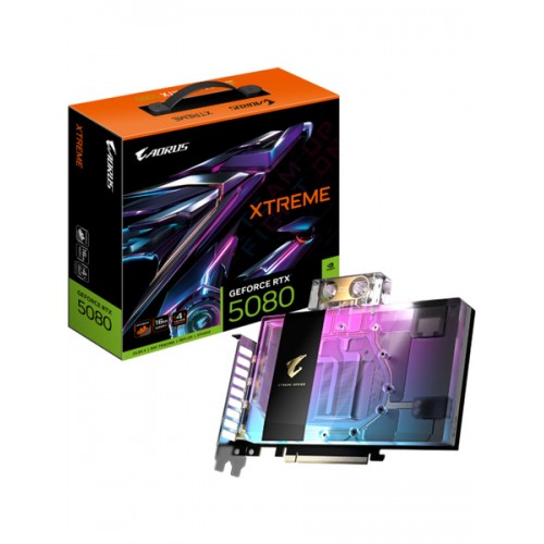 Видеокарта Gigabyte GV-N5080AORUSX WB-16GD, AORUS GeForce RTX 5080 XTREME WATERFORCE WB, 16Gb GDDR7, 256Bit, DP,HDMI,BOX