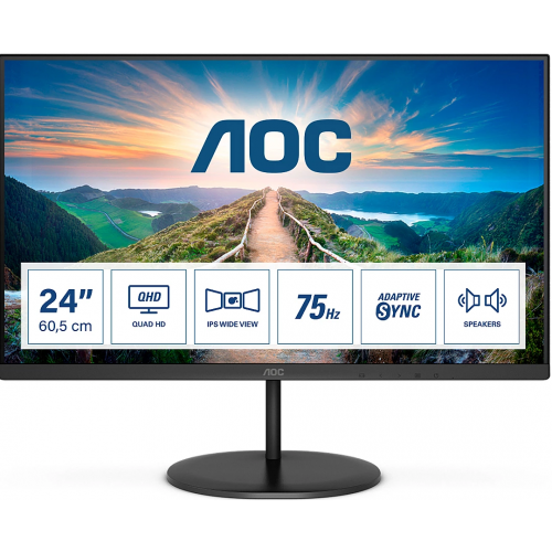 Монитор 23.8" AOC Q24V4EA IPS 2560x1440 75Hz 250кд/м2 4мс 1000:1 20млн:1 HDMI DP Black