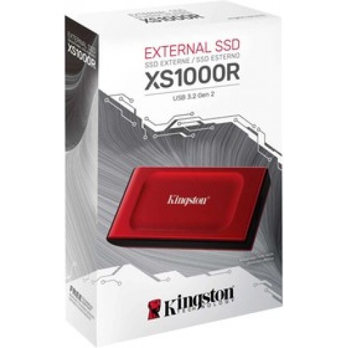 Внешний SSD Kingston 2TB XS1000 Red USB 3.2 Gen 2, 1050 МБ/с (чтение), 1000 МБ/с (запись)