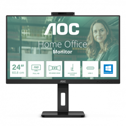 Монитор 23,8" AOC 24P3QW IPS FHD 75Hz 4ms 300cd/m 1000:1 2xHDMI DP 4xUSB 3.2 2x5W WEB Камера