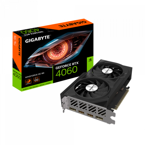 Видеокарта Gigabyte GeForce RTX 4060 WINDFORCE OC 8G, GDDR6, 128Bit Interface, 3072 Cuda Cores, HDMI, DP, BOX
