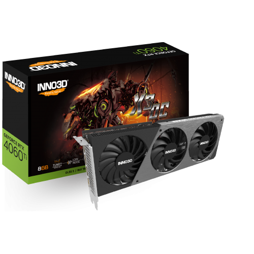 Видеокарта Inno3D GeForce RTX4060 Ti 8GB X3 OC, 8G GDDR6 128-bit HDMI 3xDP N406T3-08D6X-171153L