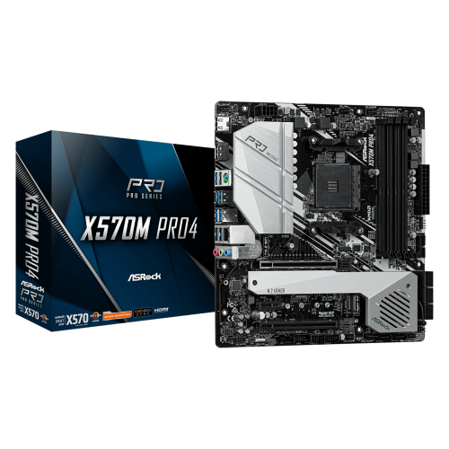 Материнская плата ASRock X570M PRO4 AM4 4xDDR4 8xSATA3 RAID 2xHyper M.2 mATX